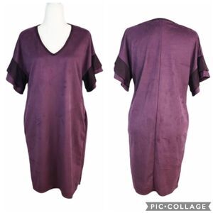 Bluheaven Boho Purple Matted Velvet Tunic Dress S